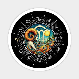 ZODIAC Aries - Astrological ARIRS - ARIRS - ZODIAC sign - Van Gogh style - 8 Magnet